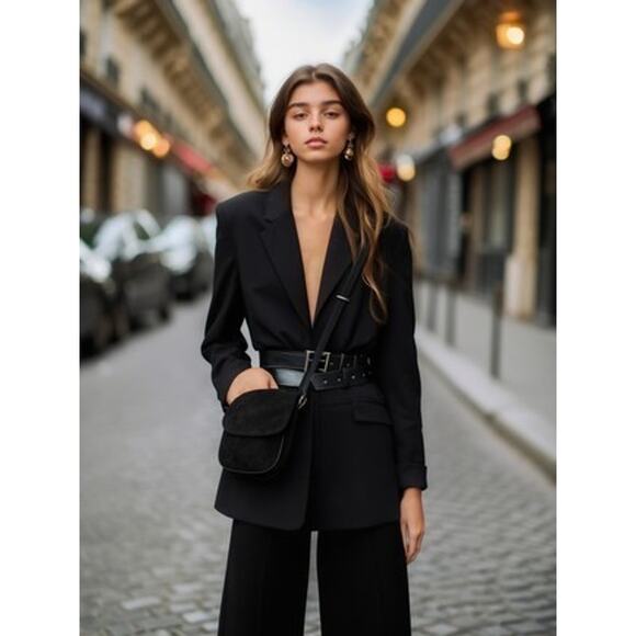 Vintage Michael Kors Black Suede & Leather Waist Belt | Y2K Statement Style - Picture 9 of 15